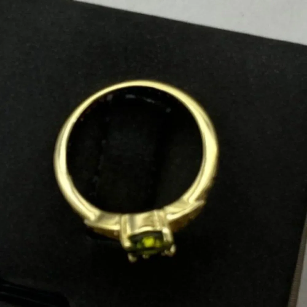 Vivienne Westwood ISMENE Ring Green Crystal Orb Gold Tone Size M Rare - Picture 5 of 6